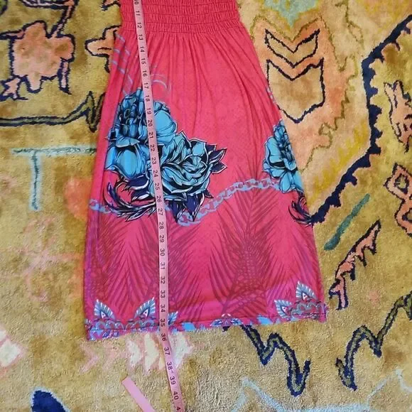 Hot Pink Ella Strap Smocked Summer Sun Dress Small Mid-Length - Picture 6 of 7